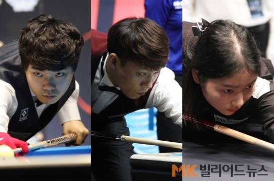 오는 11월 네덜란드서 열리는 "베겔3쿠션월드컵"에서 터키의 초클루와 같은 조에 편성된 김행직(왼쪽)과 랭킹3위 먹스와 편성된 최성원(가운데). 국내 여자랭킹 2위 한지은(오른쪽)은 PPPQ라운드부터 시작한다.(사진=본사 DB)