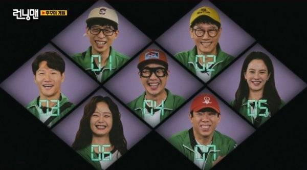 SBS ‘런닝맨’의 김종국(둘째줄 맨 왼쪽) 등 일부 출연자가 관련 콘텐츠를 OTT에서 선보인다. 사진출처｜SBS 방송화면 갈무리