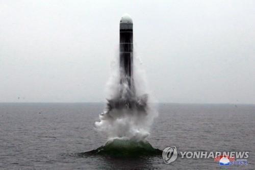 2019년 북한 SLBM '북극성-3형' 발사 장면  [연합뉴스 자료사진]