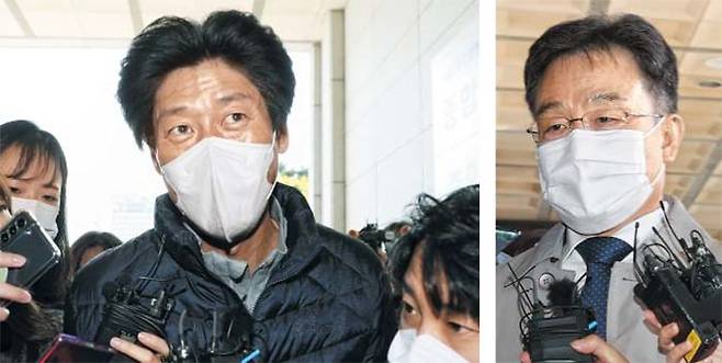 ‘대장동 핵심 4인방’ 한날 동시 소환 - 성남 대장동 개발 사업 특혜 의혹을 수사 중인 서울중앙지검 전담수사팀이 20일 오후 남욱(왼쪽) 변호사와 화천대유 대주주 김만배(오른쪽)씨를 동시에 소환해 조사했다. 검찰은 이날 유동규(구속) 전 성남도시개발공사 기획본부장과 정영학 회계사도 불러 조사했다. /뉴시스·연합뉴스