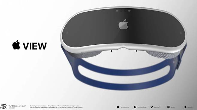 사진은 그래픽 디자이나 안토니오 데로사(Antonio De Rosa)가 제작한 애플헤드셋 예상 이미지. [폰아레나 캡처]