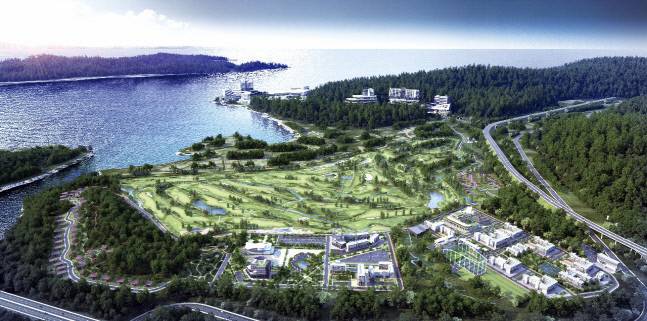 정일수 회장이 짓고 있는 블라디보스토크 프리모리에 지구의 36홀 골프 코스 조감도.