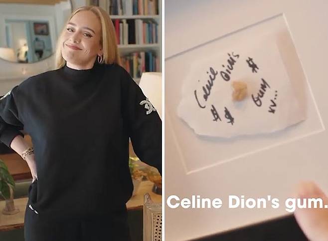 팝 가수 아델이 패션 매거진 '보그'와의 인터뷰에서 자신의 보물이라고 밝힌 셀린 디온이 씹던 껌의 모습./사진=아델 인스타그램