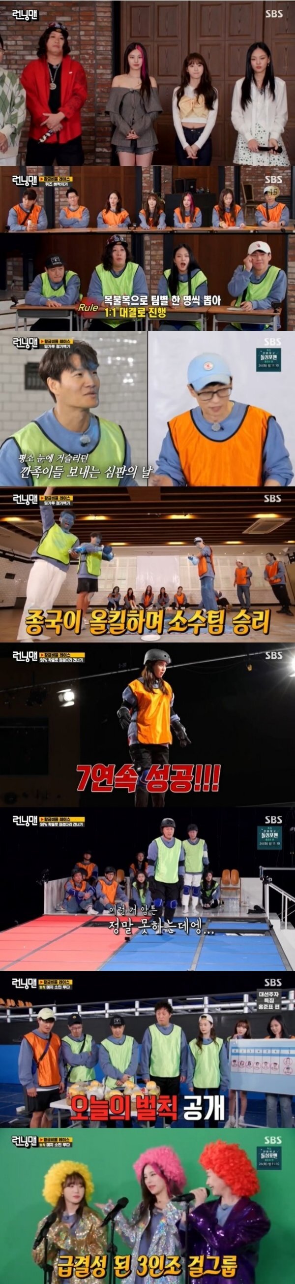 24 Days Running Man recorded an average audience rating of 5.9% (hereinafter based on Nielsen Korea Seoul Capital Area).The highest audience rating per minute jumped to 10.3%, and the 2049 audience rating, the main indicator and target indicator of advertisers, also showed 3.2% (based on Nielsen Korea Seoul Capital Area, household).The broadcast was decorated with Golden Ratio Race, and guest Min-ji, singer Bibi, ITZY Yezi and WJSN Luda, representing the MZ generation, joined together.The members cheered all the guest appearances, but they laughed at the appearance of Min-ji.The Golden Ratio Race was a quiz showdown in which one captain gave the number while conducting the keyword mission every round, and PD drew a number to decide the team.Kim Jong-kook became the captain, while Yang Se-chan, Haha, MC Min-ji and Bibi became a minority team of empties.However, the quiz showdown was unexpected and a minority team won.The second race was teamed with Kim Jong-kook, with Ji Suk-jin being selected as the captain and PD picking up two.The showdown of Somewhere Sick Hearing White Age unfolded and the appearance of absolute strongman Kim Jong-kook left many teams in fear.This game, which had to be punched with flour buried and ordered by MC, was a game in favor of Kim Jong-kook, who was ahead of power.Among them, Kim Jong-kook and Min-ji were the big laughs. Kim Jong-kook said, Even if you swing, it fits well.The face area is wide, and Min-ji laughed, It hurts a little, is not this a funny game?Eventually, Min-ji didnt hit a single and the Ji Suk-jin team won.The final race had to cross the stepping stones only with a tentacle; members complained of fear in the extreme situation where they had to Choices the broken styrofoam and hard wooden-plate legs at 1/2 odds.Song Ji-hyo, the King of the Speech, was also nervous, but he overcame a huge probability battle and threw up the chorus of seven consecutive wooden legs.Yang Se-chan stepped up after the same team Bibi was eliminated immediately.Yang Se-chan laughed at his smile, saying, I will go to Kong in Gangshi mode. He went forward without hesitation, but his wooden legs broke into his unexpected knife and gave a bigger smile.The scene was the highest audience rating of 10.3% per minute, accounting for the best one minute.Thanks to Song Ji-hyos performance, Kim Jong-kooks team easily crossed the bridge, and opponents Ji Suk-jin, Min-ji, Luda, Jeon So-min, Haha and Yezi did not advance more than a step.The final result was Kim Jong-kook first, Song Ji-hyo second, and Jeon So-min, Luda and Yezi received penalties.The three penalties danced for a minute to the Min-ji, ITZY and WJSN songs with cute makeup.The penalty video of the three penalty players who turned into a three-member new girl group can be found through the official Instagram Reels of Running Man.