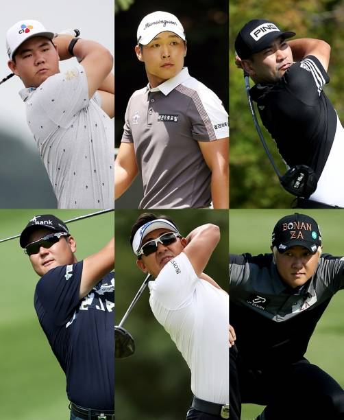 한국프로골프(KPGA) 코리안투어 2021시즌 상금 순위 상위권에 올라 있는 김주형, 서요섭, 이준석, 함정우, 박상현(사진제공=KPGA). 허인회 프로(사진제공=하나은행 인비테이셔널 대회본부)