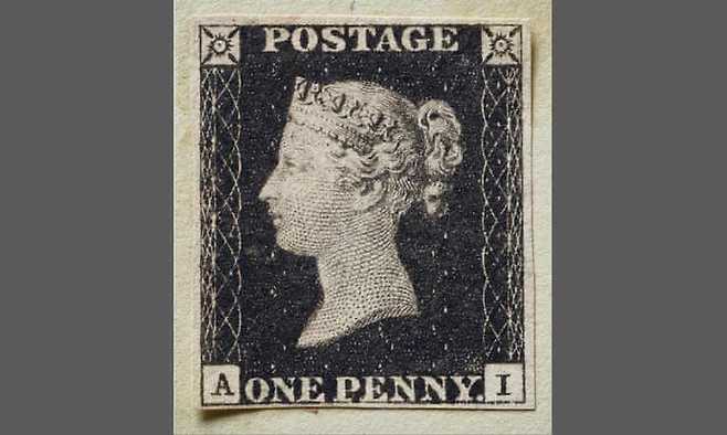 세계 최초로 발행된 우표 페니 블랙의 모습.(사진=소더비 제공)