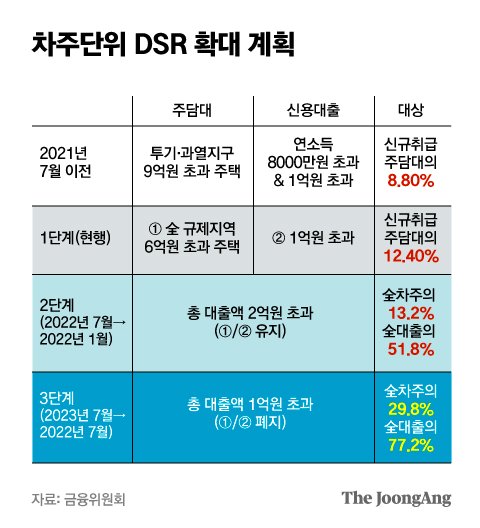 차주단위 DSR 확대 계획 그래픽 이미지. [자료제공=금융위원회]