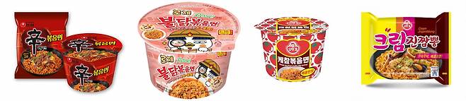 국물 없는 국내 라면 제품들.