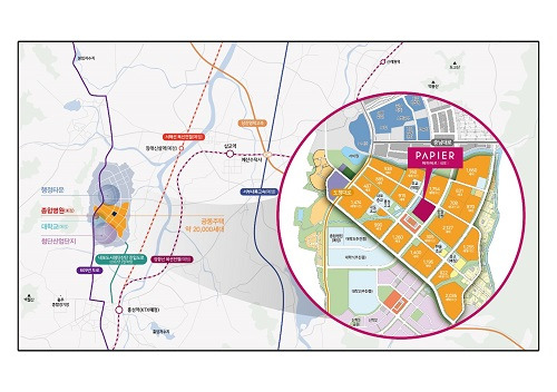 반도건설이 내포신도시 중심 2만여세대 7일 항아리상권 ‘파피에르 내포’ 입지도