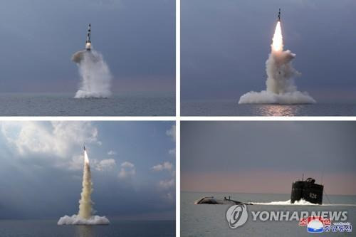 북한이 지난달 19일 신형 잠수함발사탄도미사일(SLBM)을 발사하고 있다. [조선중앙통신=연합뉴스 자료사진)  [국내에서만 사용 가능. 재배포 금지]