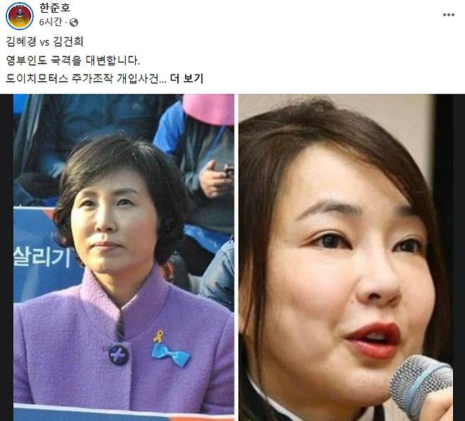 이재명 더불어민주당 대선후보의 부인 김혜경씨(왼쪽)와 윤석열 국민의힘 대선후보의 부인 김건희씨.(사진=한준호 의원 페이스북)