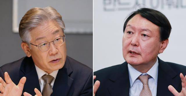 이재명 더불어민주당 대선후보(왼쪽 사진)와 윤석열 국민의힘 대선후보. 연합뉴스