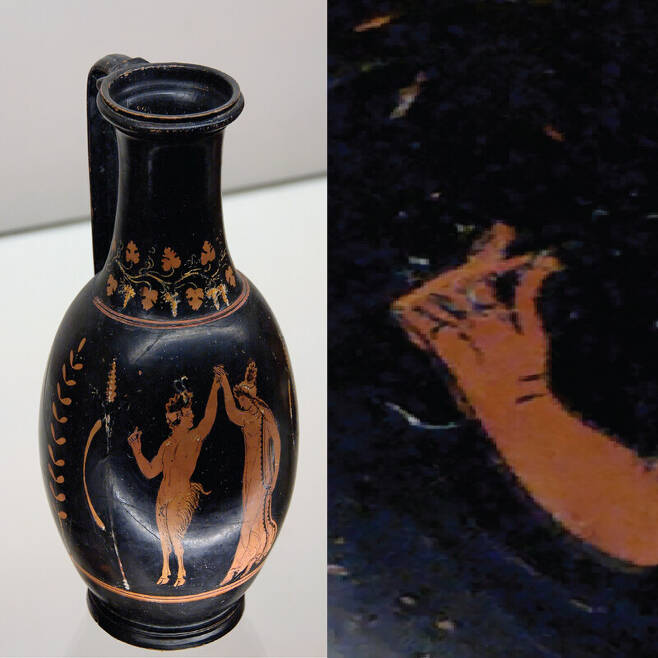 기원전 300년 무렵의 고대 그리스 미술품에 묘사된 손가락 스냅 동작. 조지아공대 제공