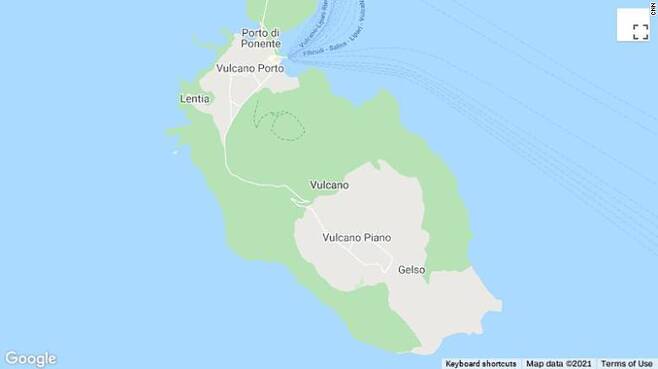 불카노섬의 지형을 나타낸 지도.(사진=구글맵)