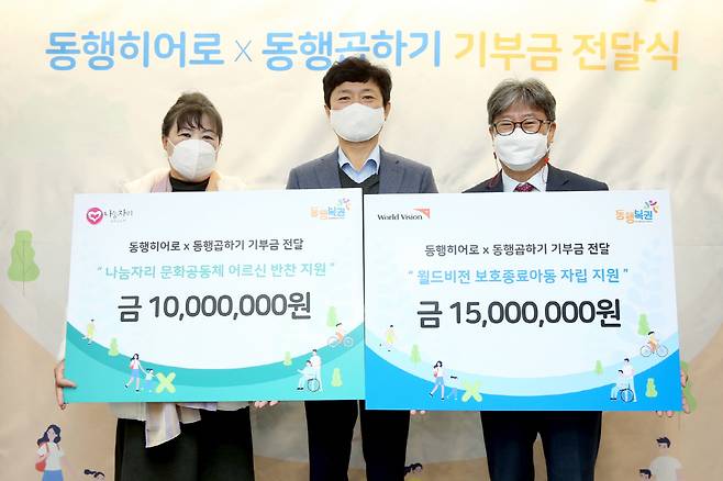 ◇동행곱하기 기부금 전달식 모습. 사진제공=동행복권