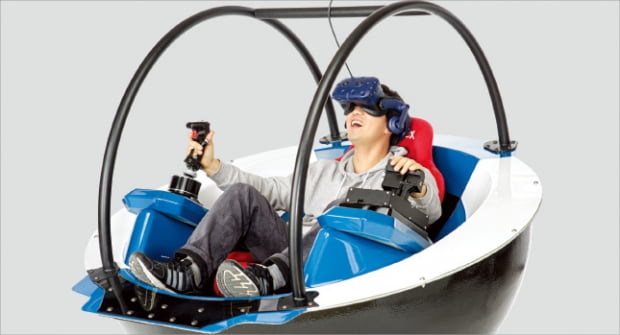 엔젤럭스가 개발한 VR 기반의 해양레저용 모션 장비.  엔젤럭스 제공