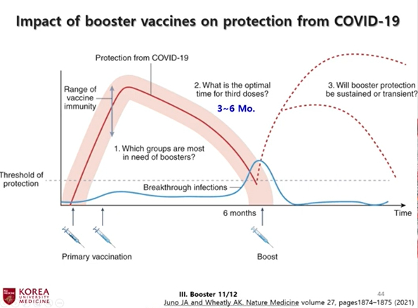 코로나19 백신 접종 이후 3~6개월 사이 백신 면역 효능이 급격하게 떨어지는 그래프. / 사진= 네이처 의학(Nature Medicine)