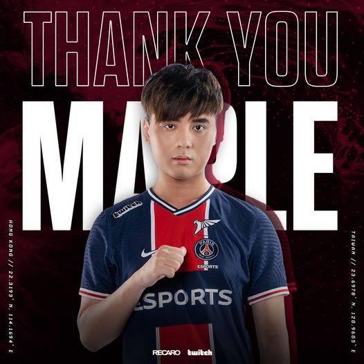 사진=PSG 공식 SNS, 미드라이너 '메이플' 후앙이탕