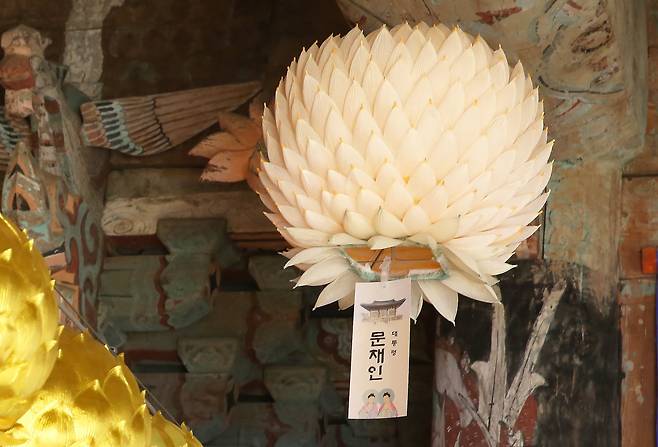 문재인 대통령 이름이 있는 연등.