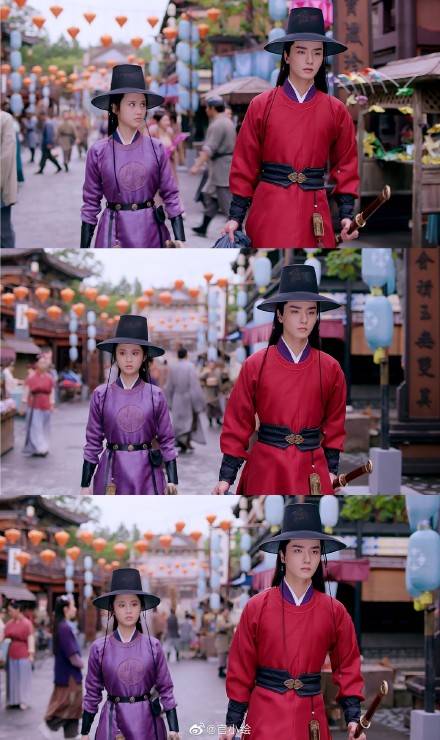중국 드라마 ‘일편빙심재옥호에서 갓을 쓴 배우들의 모습. [웨이보 캡처]