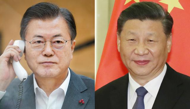 문재인 대통령이 1월 청와대에서 시진핑 중국 국가주석과 통화하고 있다. 청와대 제공