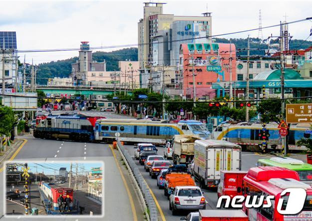 국도17호선과 맞물려 있는 대전 대덕구 신탄진로 인입철도.(대전시 제공)© 뉴스1