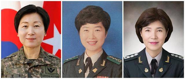 2021년 후반기 장성 인사에서 별을 달거나 진급한 여군들. 정정숙(보병·왼쪽부터) 소장, 강영미(공병)·강점숙(간호) 준장. 국방부 제공
