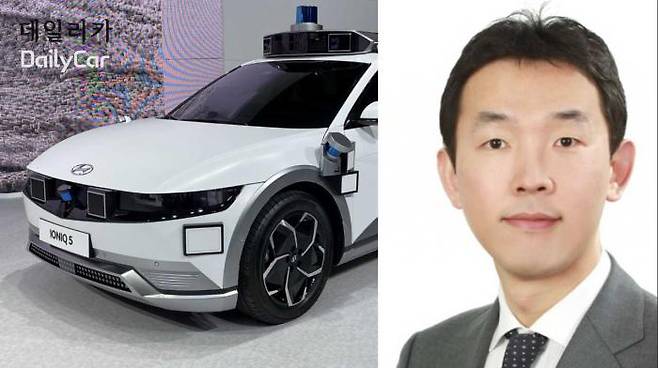 현대차 아이오닉 5 자율차(사진 왼쪽), 장웅준 현대차 자율주행사업부장 전무(사진 오른쪽)