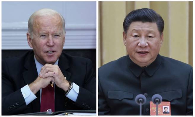 조 바이든(왼쪽) 미국 대통령과 시진핑(習近平) 중국 국가 주석의 모습. [AP]