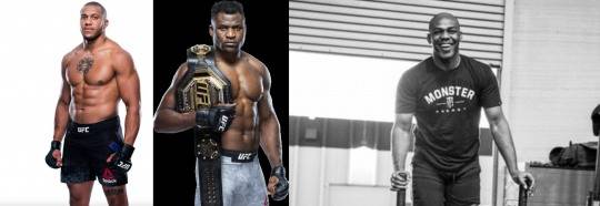 헤비급 3걸. 왼쪽부터 시릴 가네, 프란시스 은가누, 존 존스(사진=UFC)