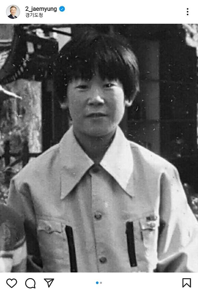 더불어민주당 대선후보 이재명 경기도지사가 올해 3월 1일 자신의 인스타그램에 올린 흑백 사진. /인스타그램 캡처