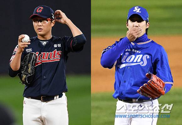 롯데 박세웅(왼쪽)-삼성 원태인. 스포츠조선DB
