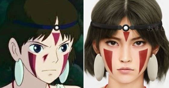 ‘원령공주(모노노케 히메)’의 주인공 ‘산’(왼쪽)이 사람의 모습으로 재탄생한 모습. [유튜브 캡처]