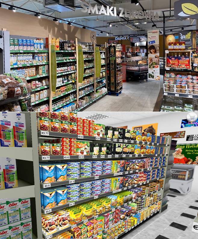 인터마셰의 실제 매장(위)과 디지털 트윈