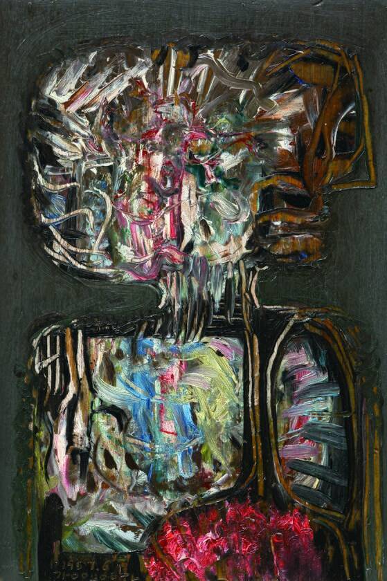 강용운, 예술가, 1957,목판에 유채, 33.3x24.2cm.[사진 학고재]