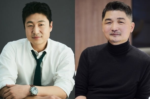 류영준 카카오 대표 내정자(좌), 김범수 카카오 의장(우) [사진=카카오 제공]