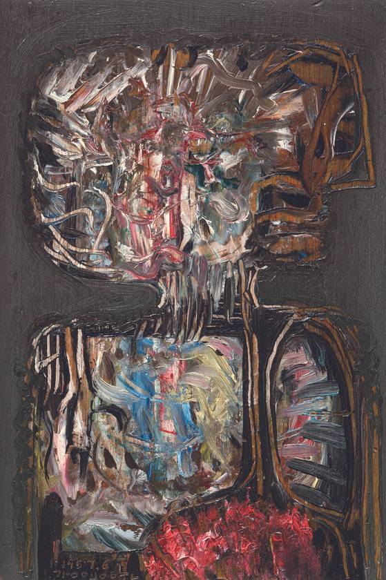 강용운, 예술가, 1957, 목판에 유채, 33.3x24.2㎝. [사진 학고재]