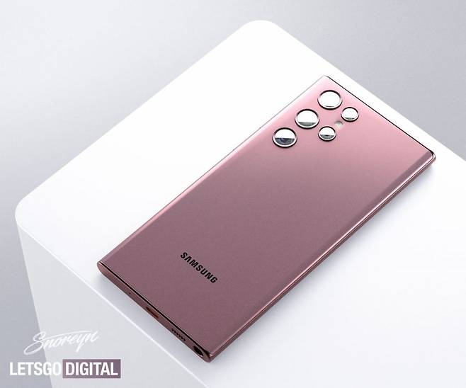 갤럭시S22 울트라(노트) 로즈골드 색상 예상 이미지. [렛츠고디지털 캡처]