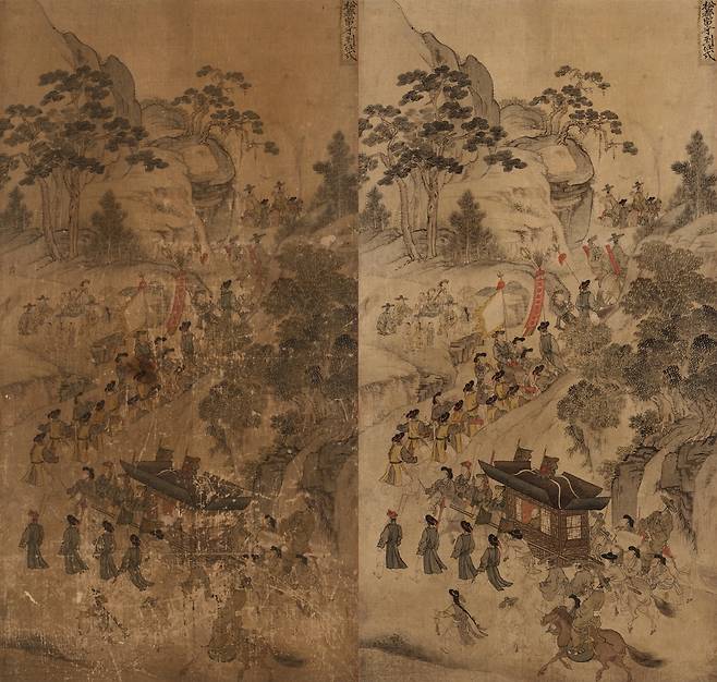송도유수도임식 원본(왼쪽), 복원본. 국립중앙박물관 제공