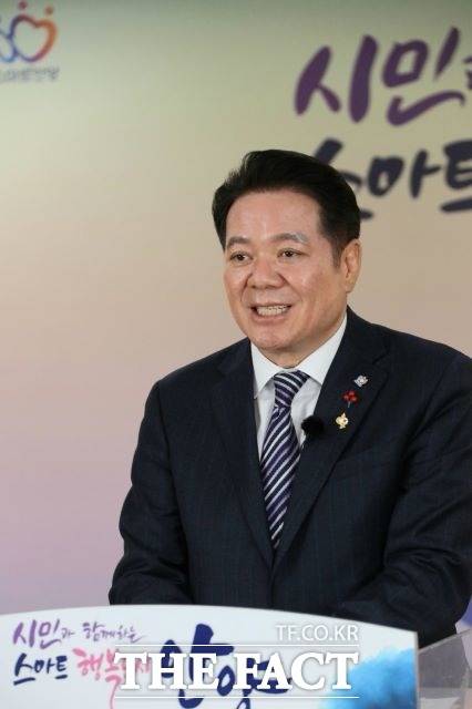 최대호 안양시장이 민선 7기 주요 성과를 밝히고 있다./ 안양시 제공