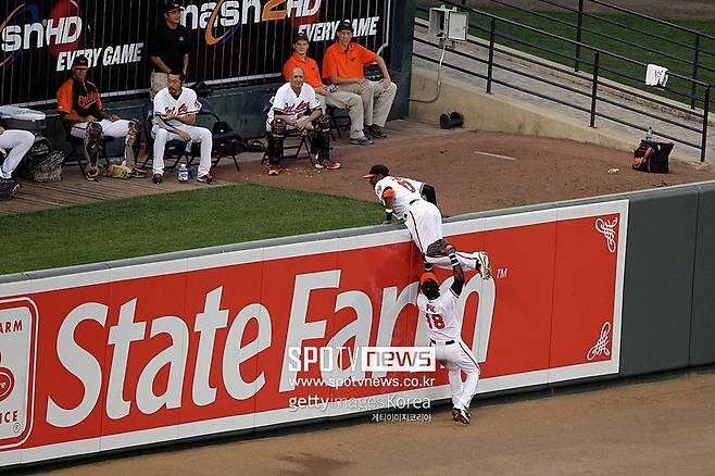 ▲ 볼티모어 홈구장인 오리올 파크의 좌측 펜스 일부.