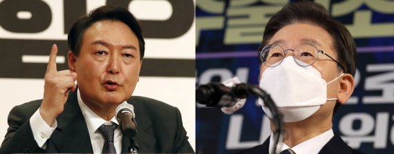 윤석열 국민의힘 대선 후보(왼쪽)와 이재명 더불어민주당 대선 후보© 뉴스1 /사진=뉴스1