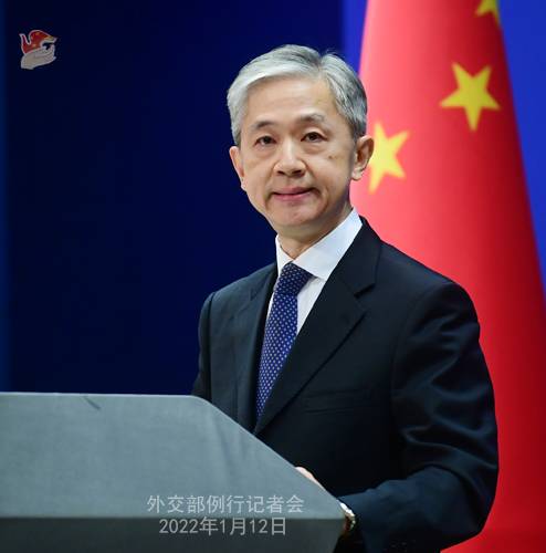 왕원빈 중국 외교부 대변인. 중국 외교부 홈페이지
