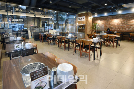 서울시내 한 식당이 점심시간에도 한가한 모습(사진=방인권 기자)