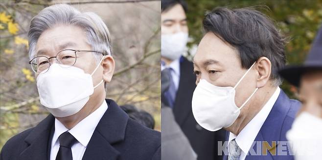 이재명 더불어민주당 대선 후보(왼쪽), 윤석열 국민의힘 대선 후보.   사진=임형택 기자