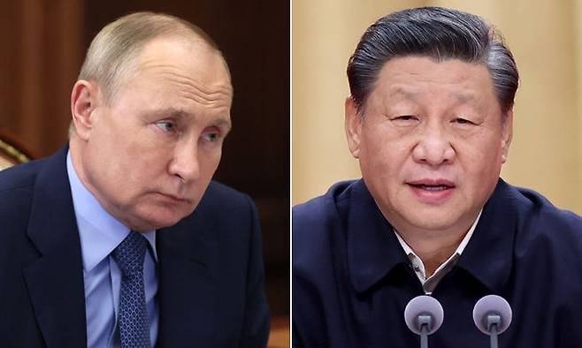 블라디미르 푸틴 러시아 대통령(왼쪽)과 시진핑 중국 국가주석. 모스크바·베이징=AP신화연합뉴스