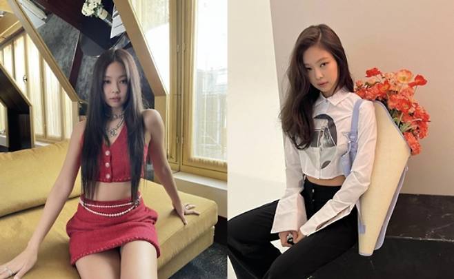 블랙핑크 제니의 인스타그램에 올라온 사진들. 평소 크롭티(배꼽티)를 자주 입는 제니의 모습을 알 수 있다./사진= 제니 인스타그램 계정