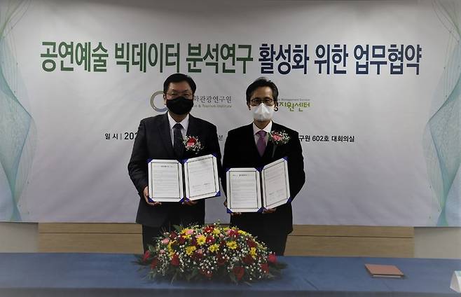 [서울=뉴시스]예술경영지원센터와 한국문화관광연구원이 공연예술 및 관련 문화예술 분석·연구를 위한 업무협약을 체결했다. (사진=예술경영지원센터·한국문화관광연구원 제공) 2022.01.16. photo@newsis.com  *재판매 및 DB 금지