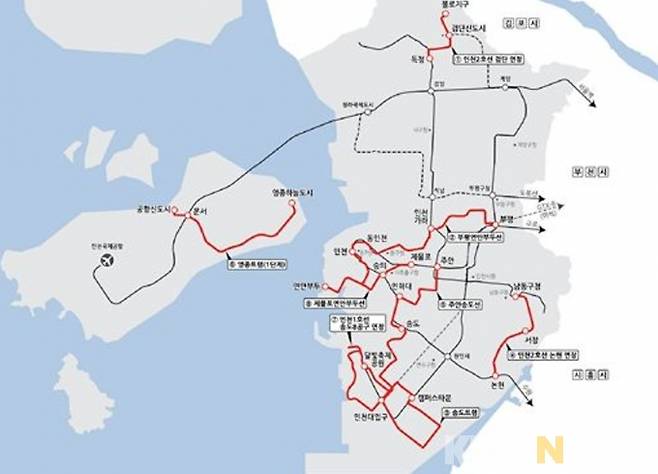 인천시 도시철도망 구축계획 변경안 