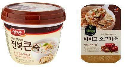 동원F&B '양반죽'과 CJ제일제당 '비비고 죽' 제품 모습.